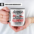 Klempner Tasse mit Spruch Geduld ist für Anzugträger lustige – Schwarz [farbe:schwarz]