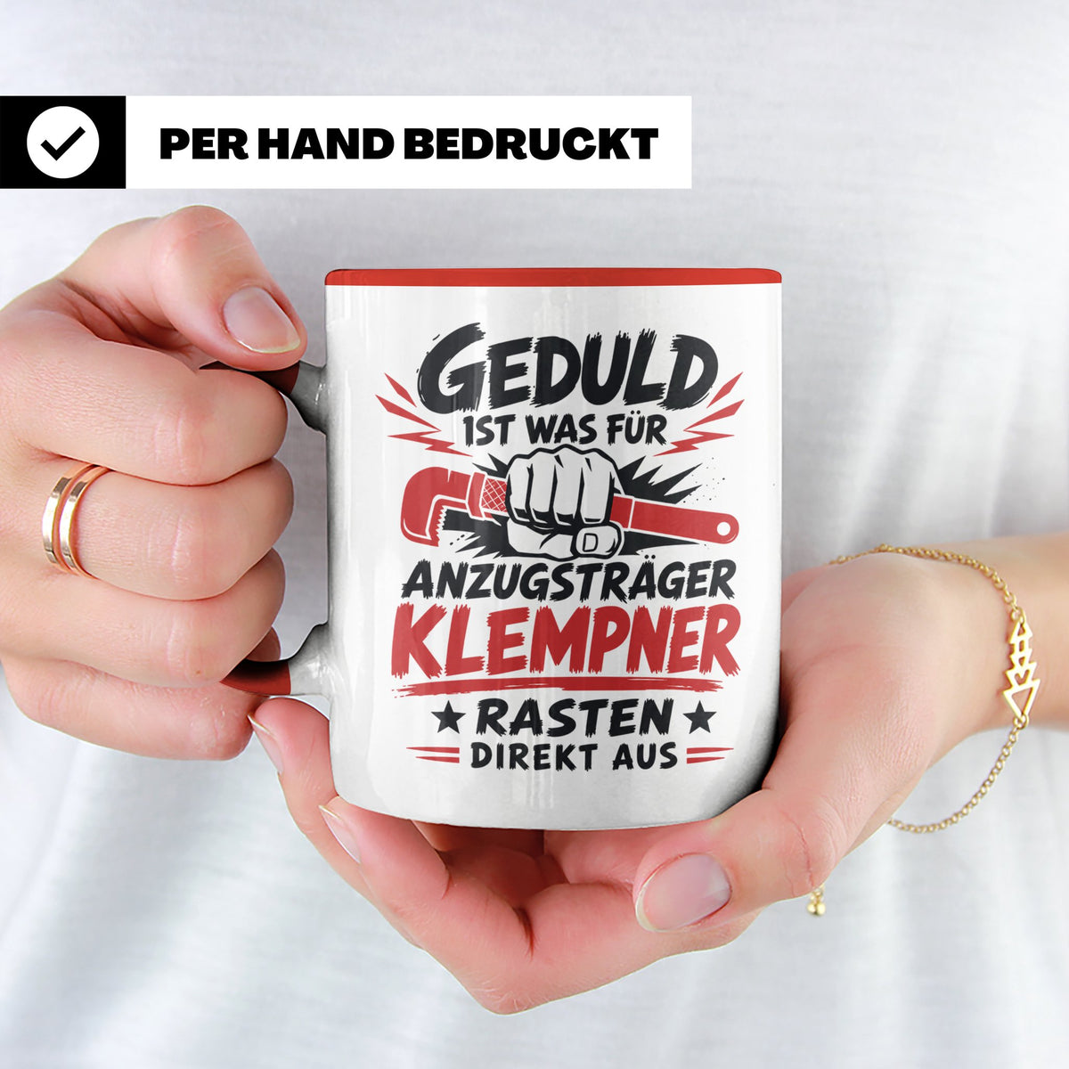 Klempner Tasse mit Spruch Geduld ist für Anzugträger lustige – Rot [farbe:rot]