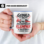 Klempner Tasse mit Spruch Geduld ist für Anzugträger lustige – Blau [farbe:blau]