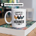 Hühner Tasse - Zuhause ist wo meine Hühner sind - Geflügel L – Weiß [farbe:weiß]