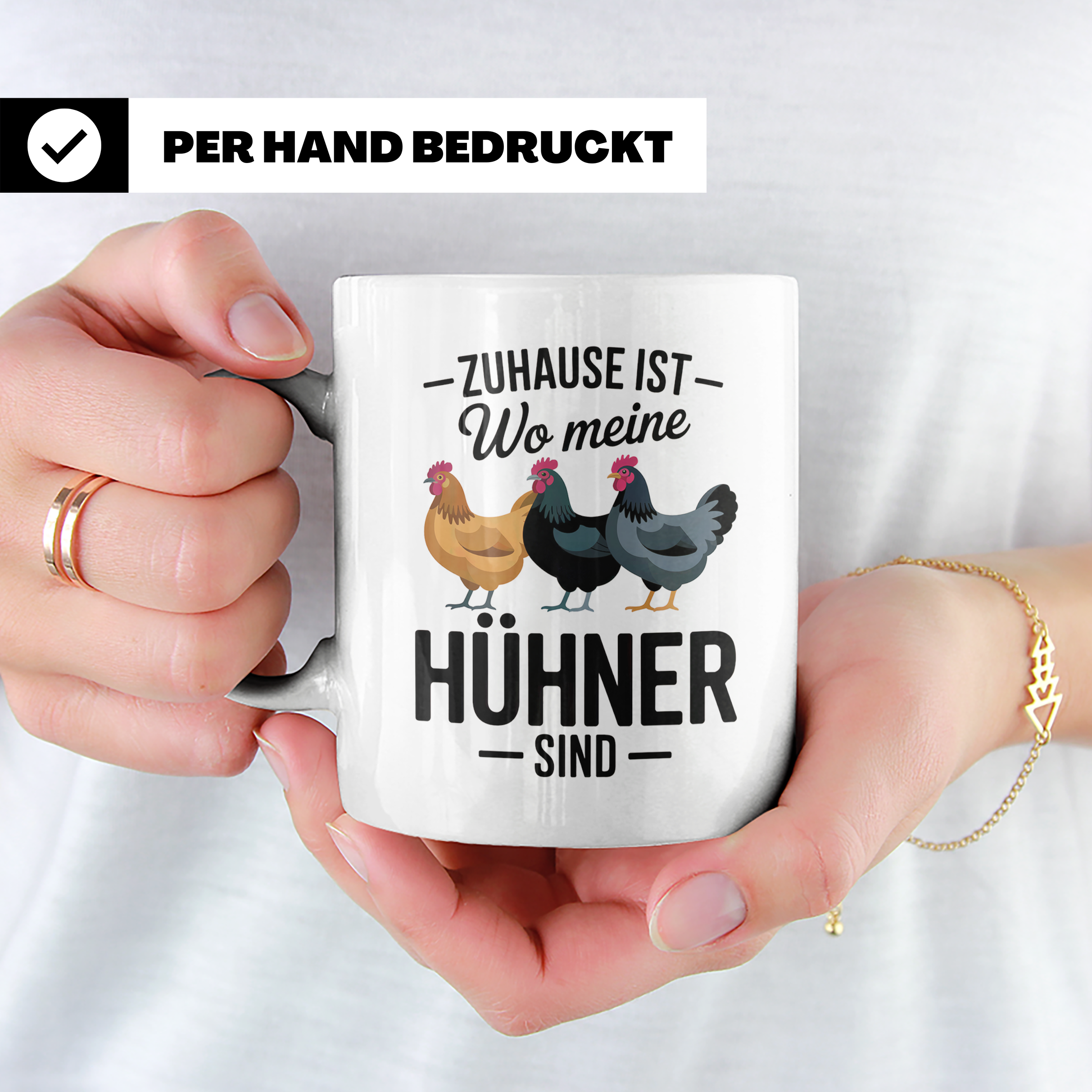 Hühner Tasse - Zuhause ist wo meine Hühner sind - Geflügel L – Weiß [farbe:weiß]