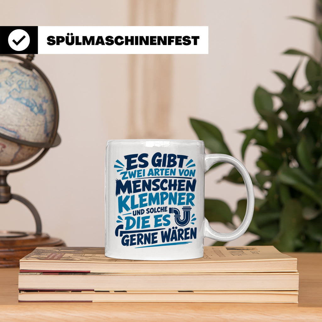 Klempner Tasse mit Spruch Zwei Arten von Menschen. Geschenk  – Weiß [farbe:weiß]
