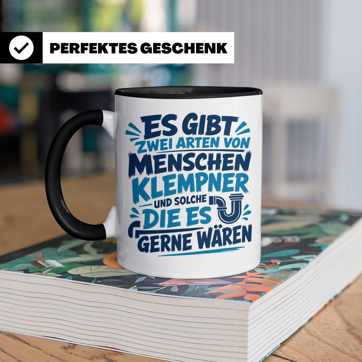 Klempner Tasse mit Spruch Zwei Arten von Menschen. Geschenk  – Schwarz [farbe:schwarz]