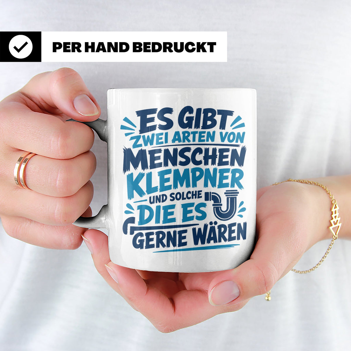 Klempner Tasse mit Spruch Zwei Arten von Menschen. Geschenk  – Weiß [farbe:weiß]