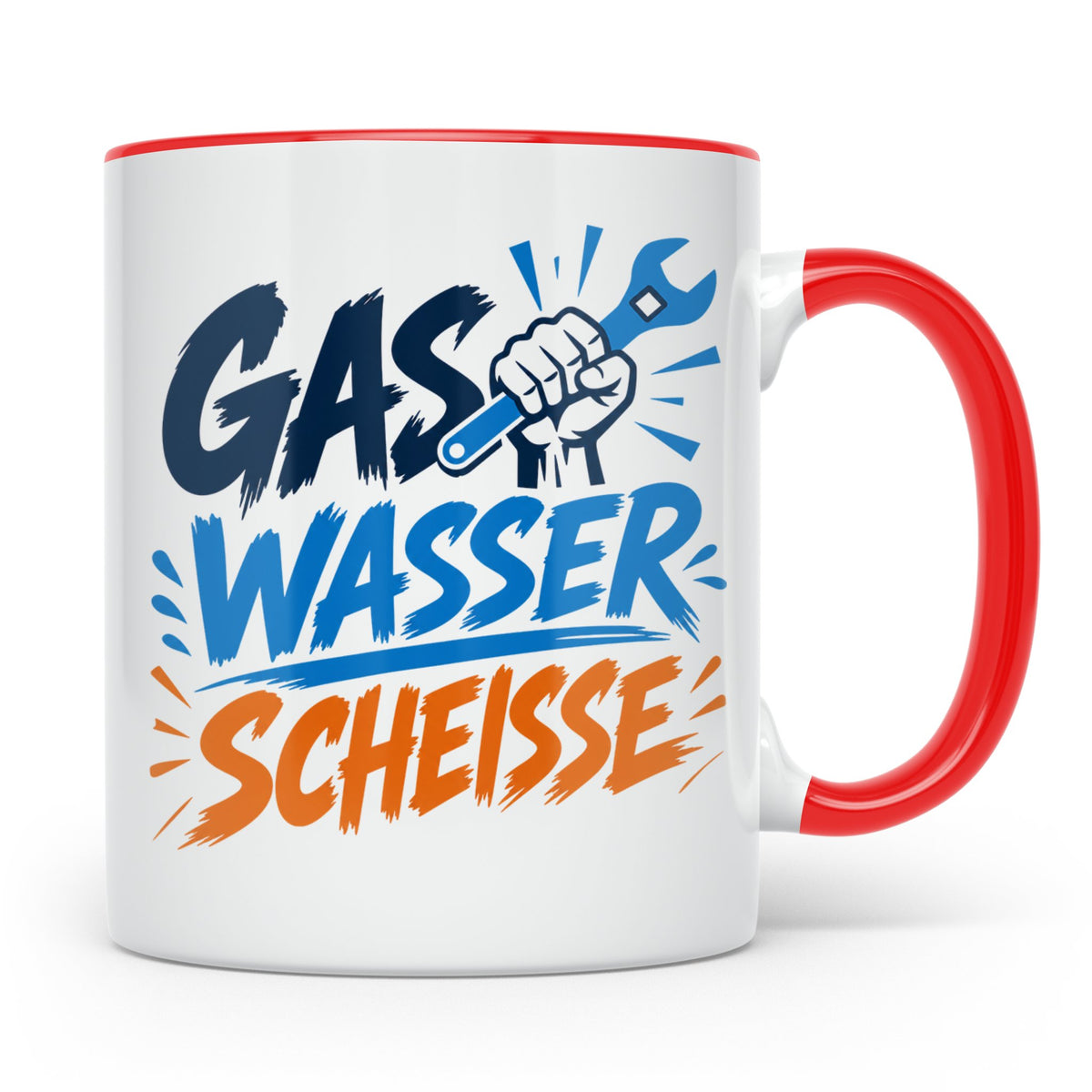 Gas Wasser Scheisse Tasse für Klempner, Installateur, Anlage – Rot [farbe:rot]