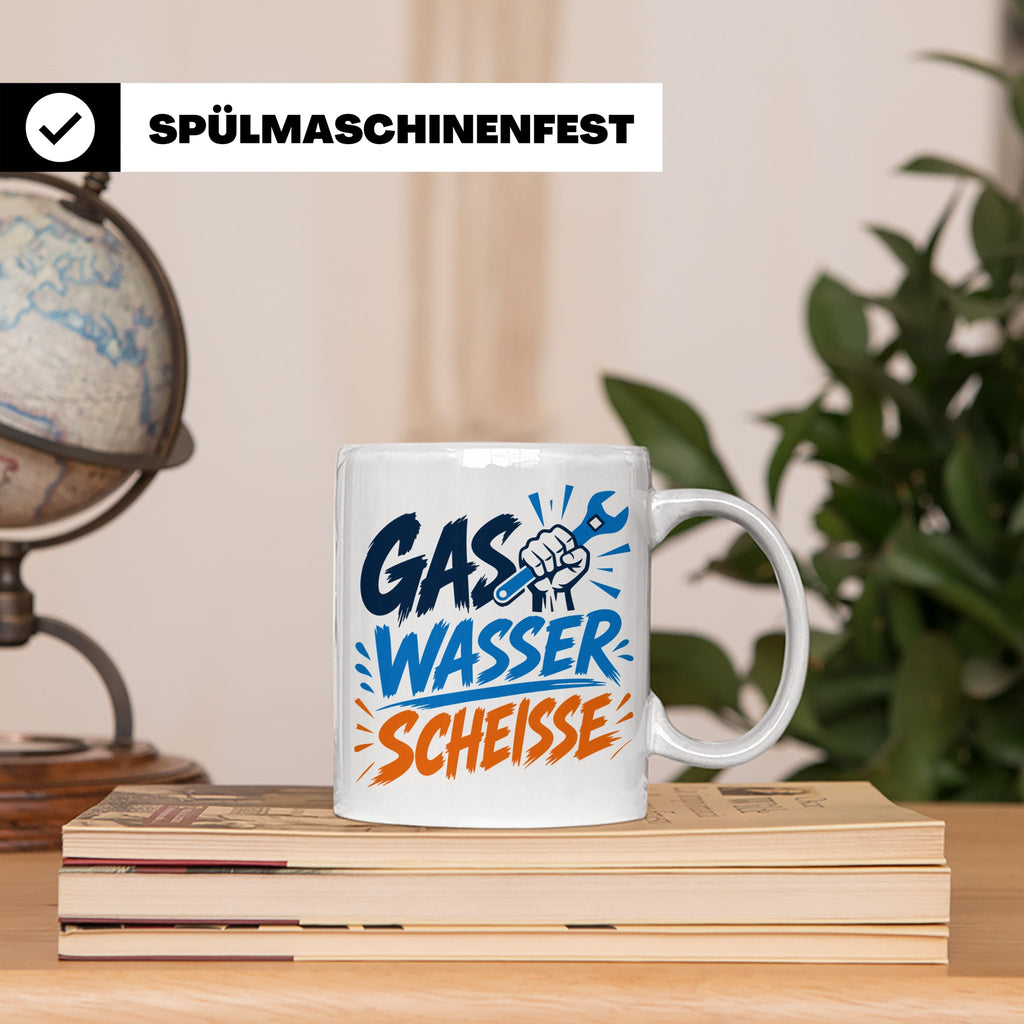 Gas Wasser Scheisse Tasse für Klempner, Installateur, Anlage – Weiß [farbe:weiß]