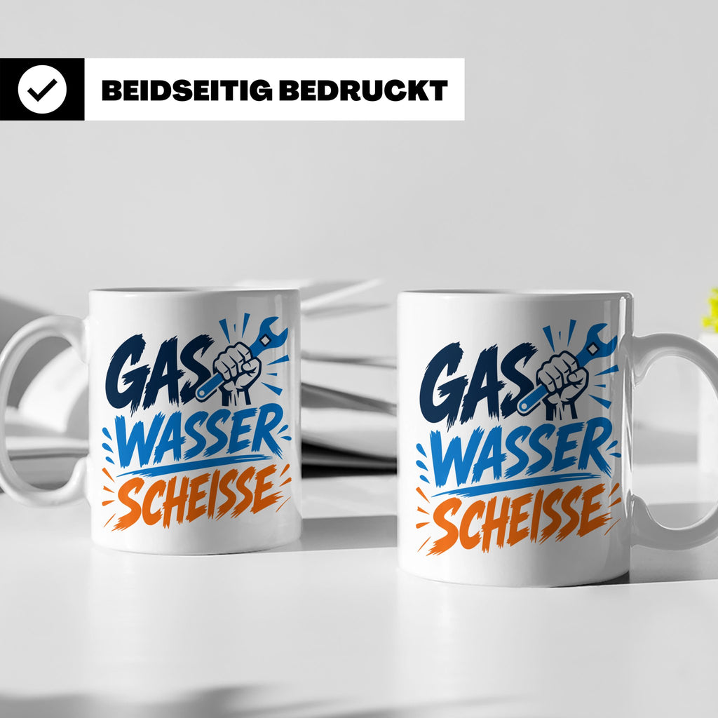 Gas Wasser Scheisse Tasse für Klempner, Installateur, Anlage – Weiß [farbe:weiß]
