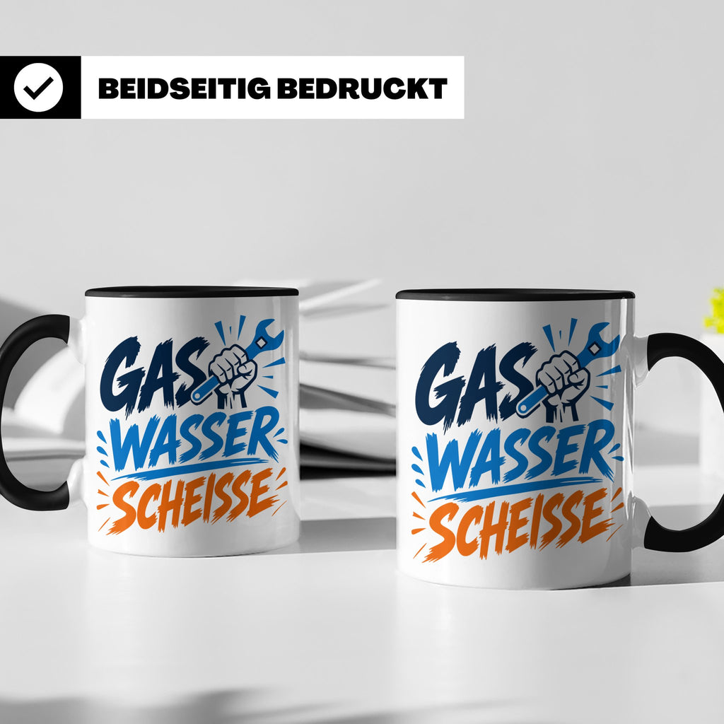 Gas Wasser Scheisse Tasse für Klempner, Installateur, Anlage – Schwarz [farbe:schwarz]