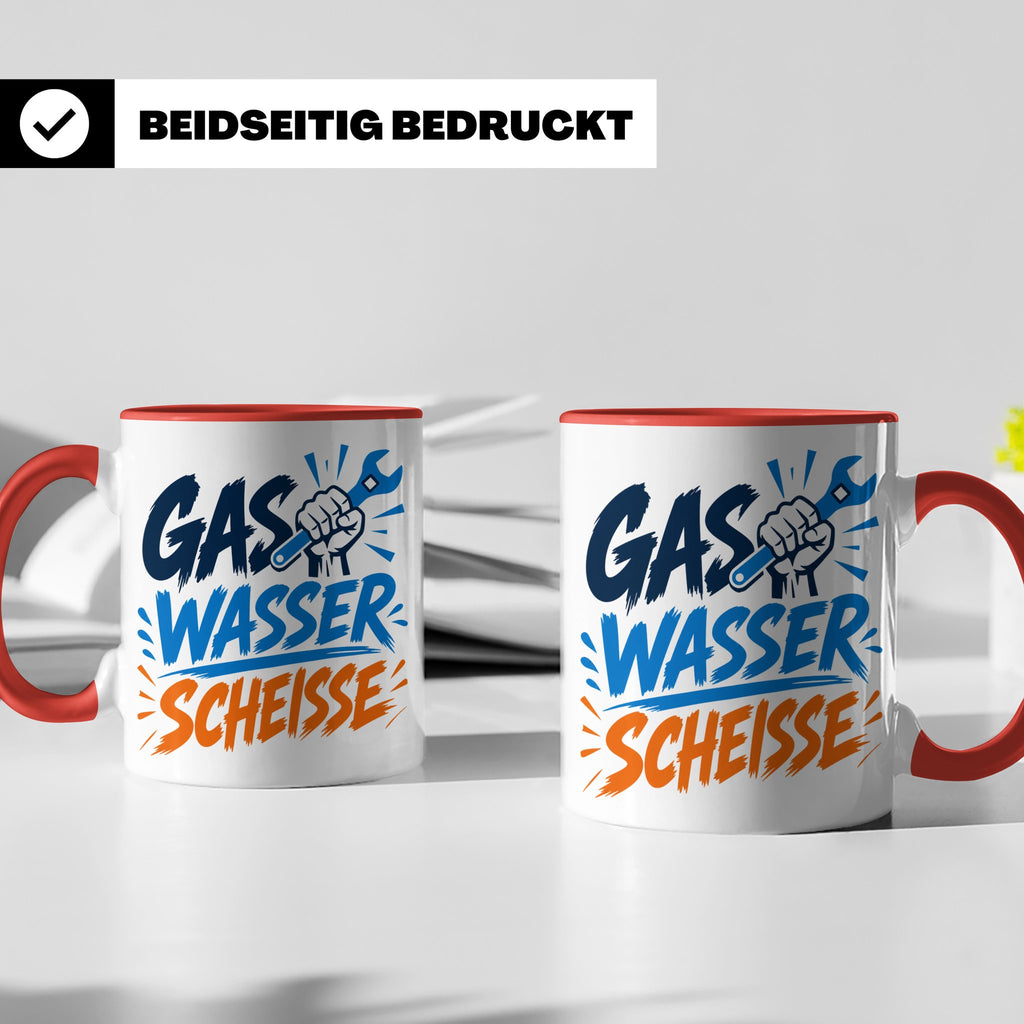Gas Wasser Scheisse Tasse für Klempner, Installateur, Anlage – Rot [farbe:rot]