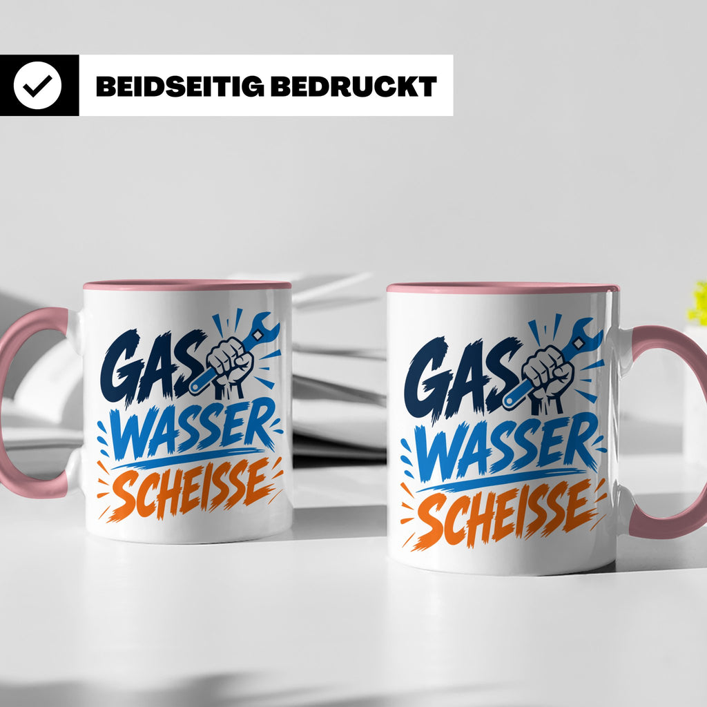 Gas Wasser Scheisse Tasse für Klempner, Installateur, Anlage – Rosa [farbe:rosa]