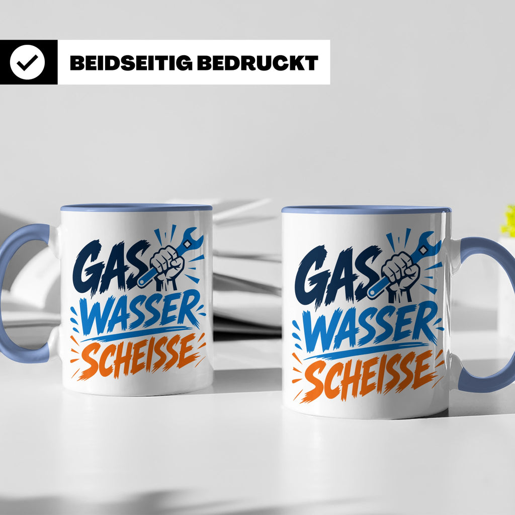 Gas Wasser Scheisse Tasse für Klempner, Installateur, Anlage – Blau [farbe:blau]