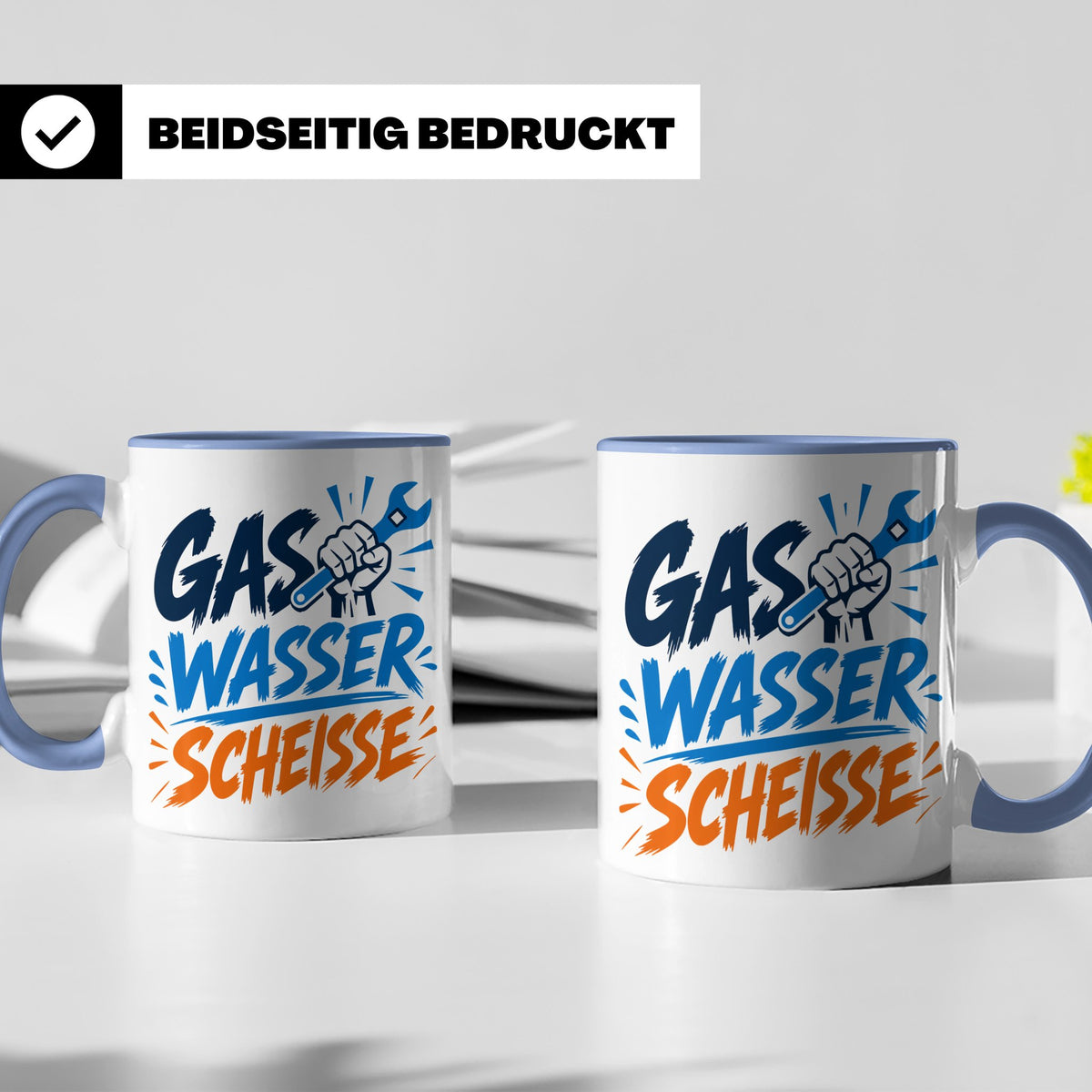 Gas Wasser Scheisse Tasse für Klempner, Installateur, Anlage – Blau [farbe:blau]