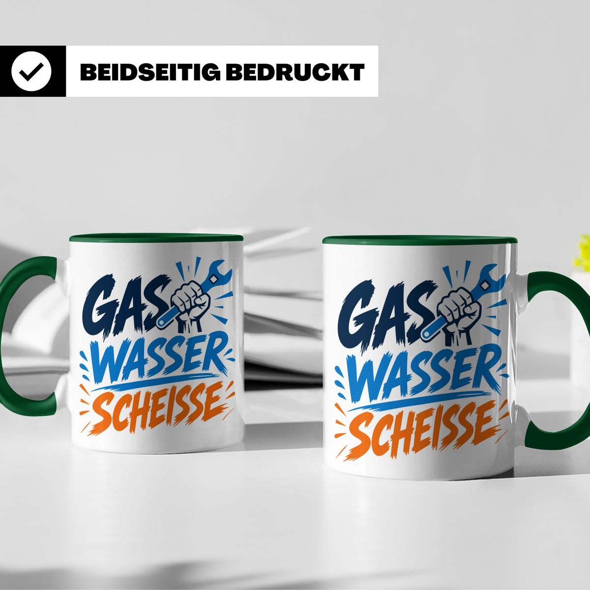 Gas Wasser Scheisse Tasse für Klempner, Installateur, Anlage – Grün [farbe:grün]