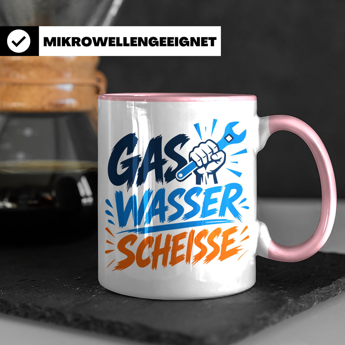 Gas Wasser Scheisse Tasse für Klempner, Installateur, Anlage – Rosa [farbe:rosa]