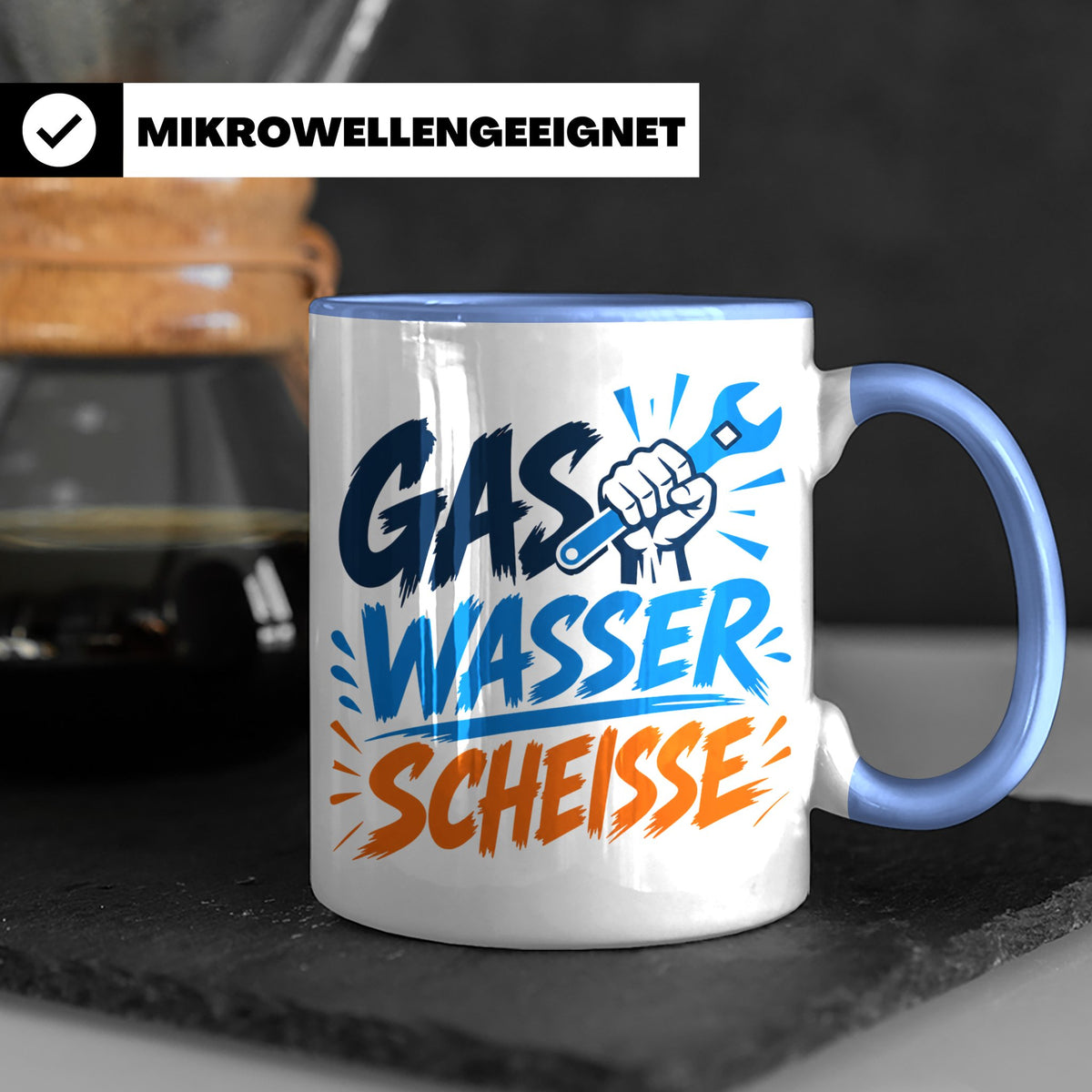 Gas Wasser Scheisse Tasse für Klempner, Installateur, Anlage – Blau [farbe:blau]