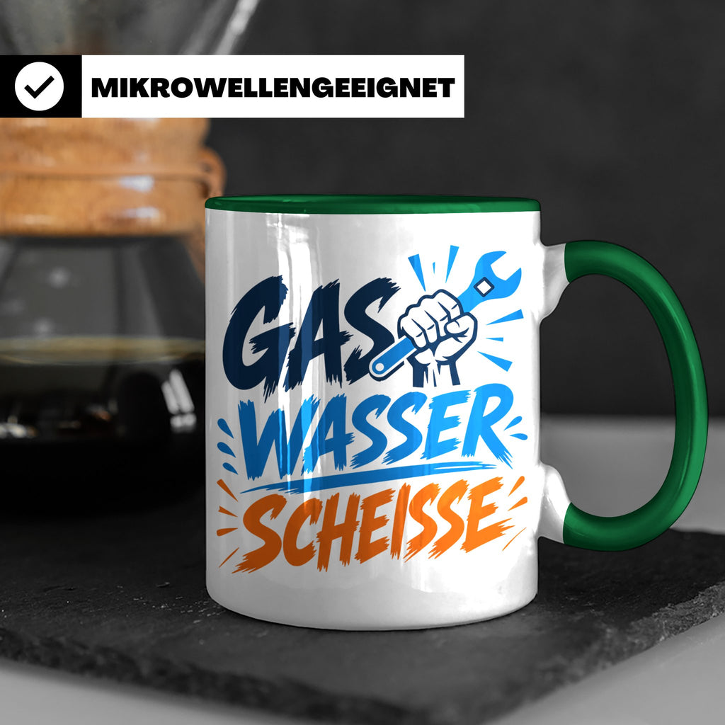 Gas Wasser Scheisse Tasse für Klempner, Installateur, Anlage – Grün [farbe:grün]