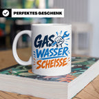 Gas Wasser Scheisse Tasse für Klempner, Installateur, Anlage – Weiß [farbe:weiß]