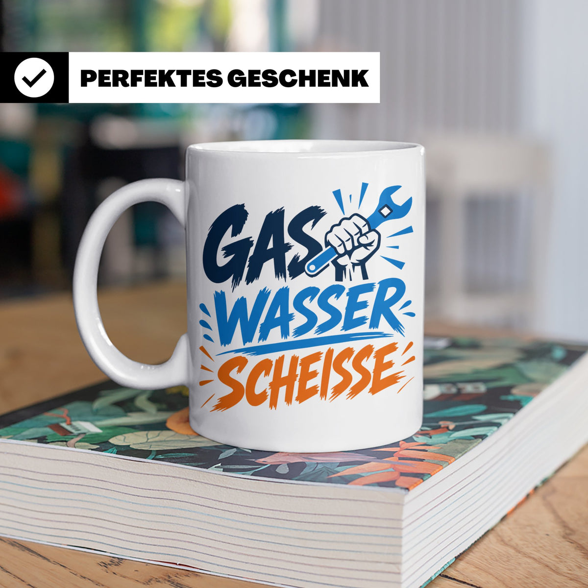 Gas Wasser Scheisse Tasse für Klempner, Installateur, Anlage – Weiß [farbe:weiß]