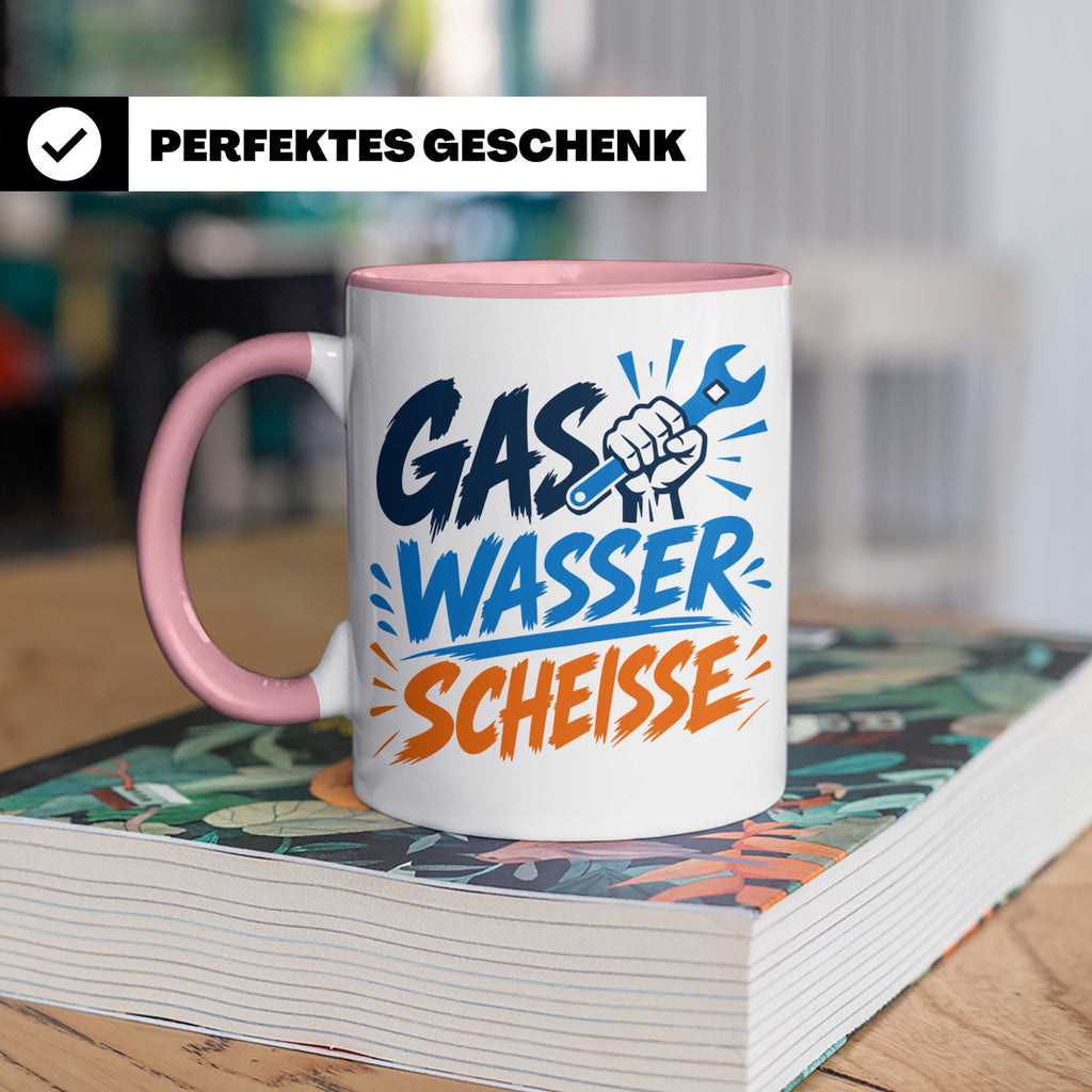 Gas Wasser Scheisse Tasse für Klempner, Installateur, Anlage – Rosa [farbe:rosa]