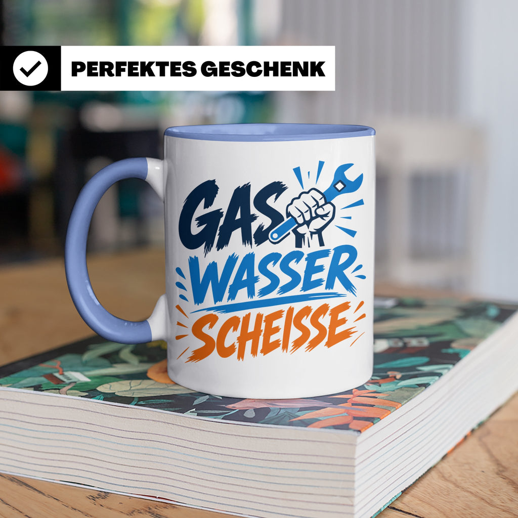 Gas Wasser Scheisse Tasse für Klempner, Installateur, Anlage – Blau [farbe:blau]