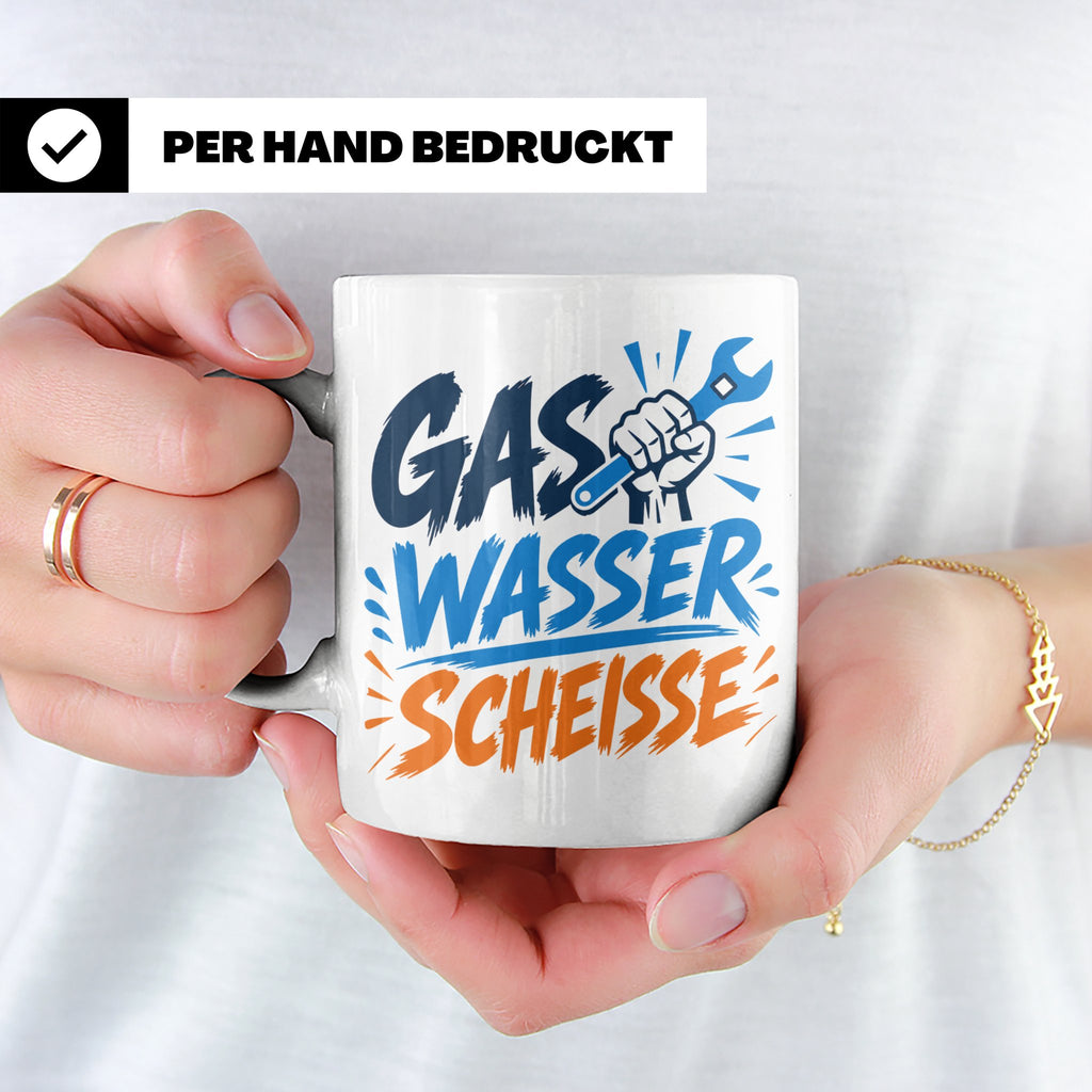 Gas Wasser Scheisse Tasse für Klempner, Installateur, Anlage – Weiß [farbe:weiß]