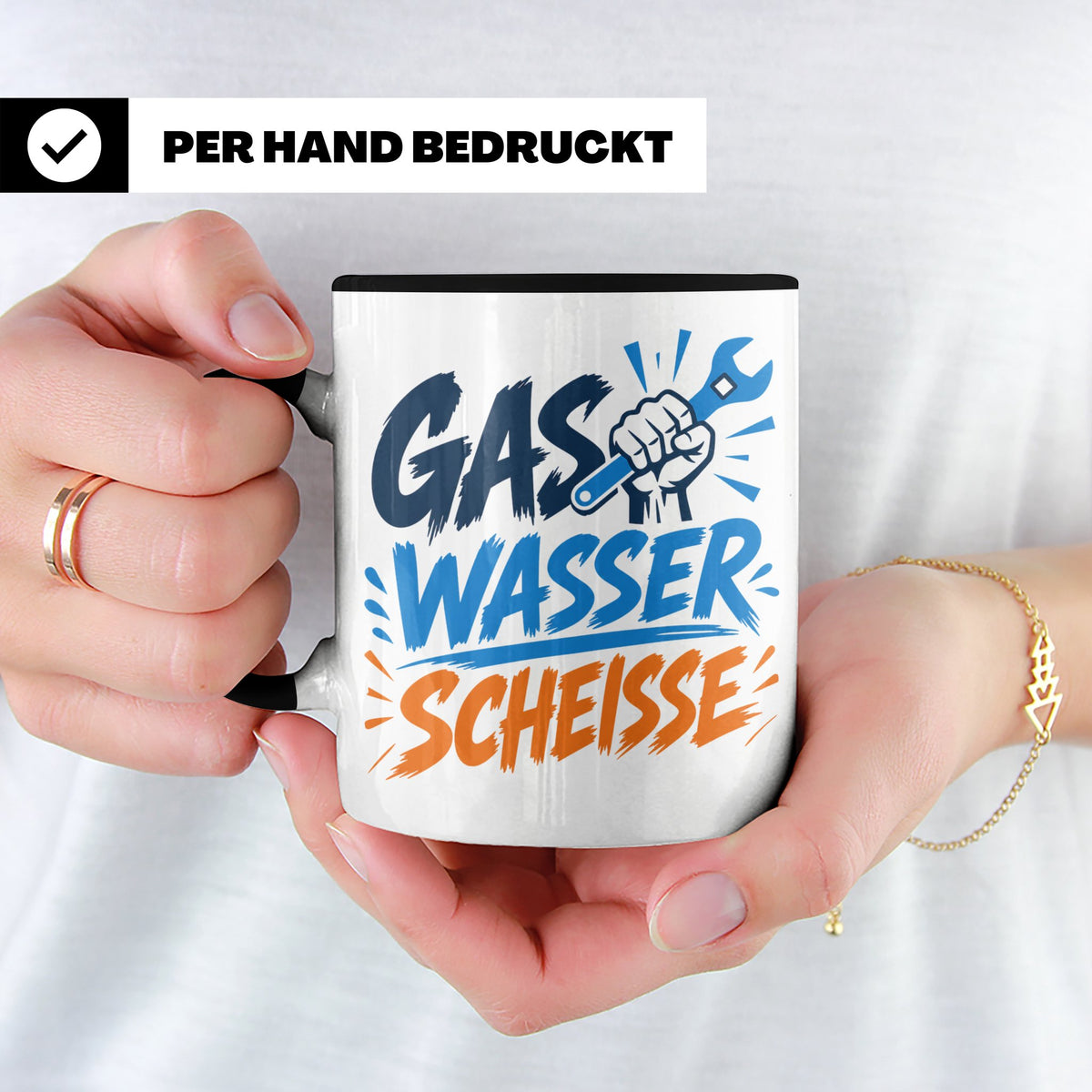 Gas Wasser Scheisse Tasse für Klempner, Installateur, Anlage – Schwarz [farbe:schwarz]
