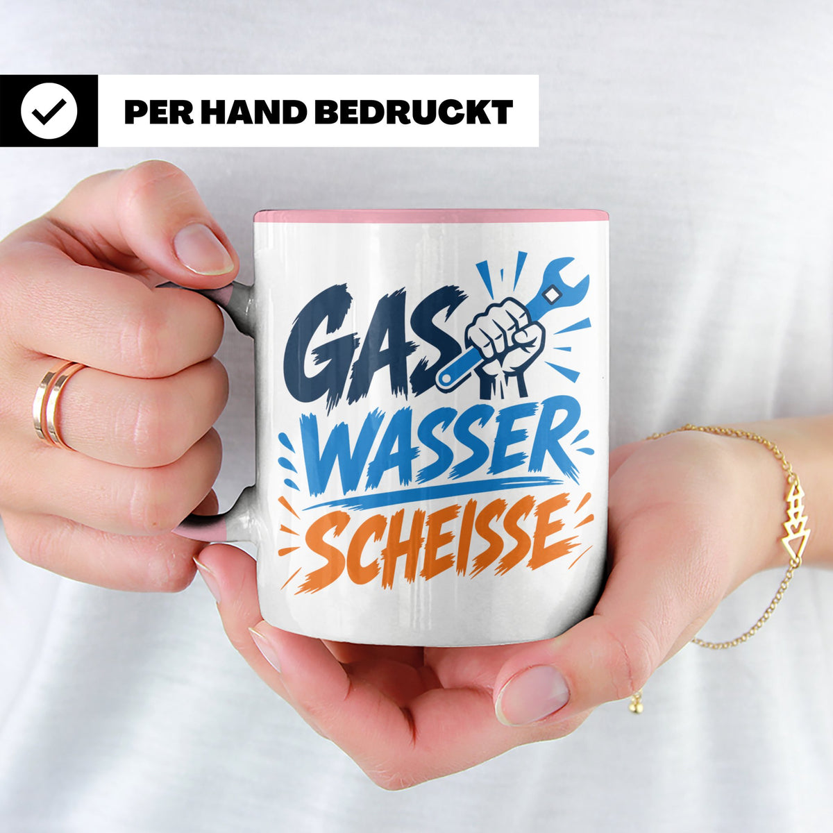 Gas Wasser Scheisse Tasse für Klempner, Installateur, Anlage – Rosa [farbe:rosa]