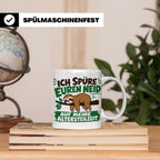 Altersteilzeit Tasse mit Faultier & Spruch Ich spüre euren N – Weiß [farbe:weiß]