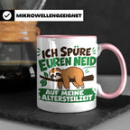 Altersteilzeit Tasse mit Faultier & Spruch Ich spüre euren N – Rosa [farbe:rosa]