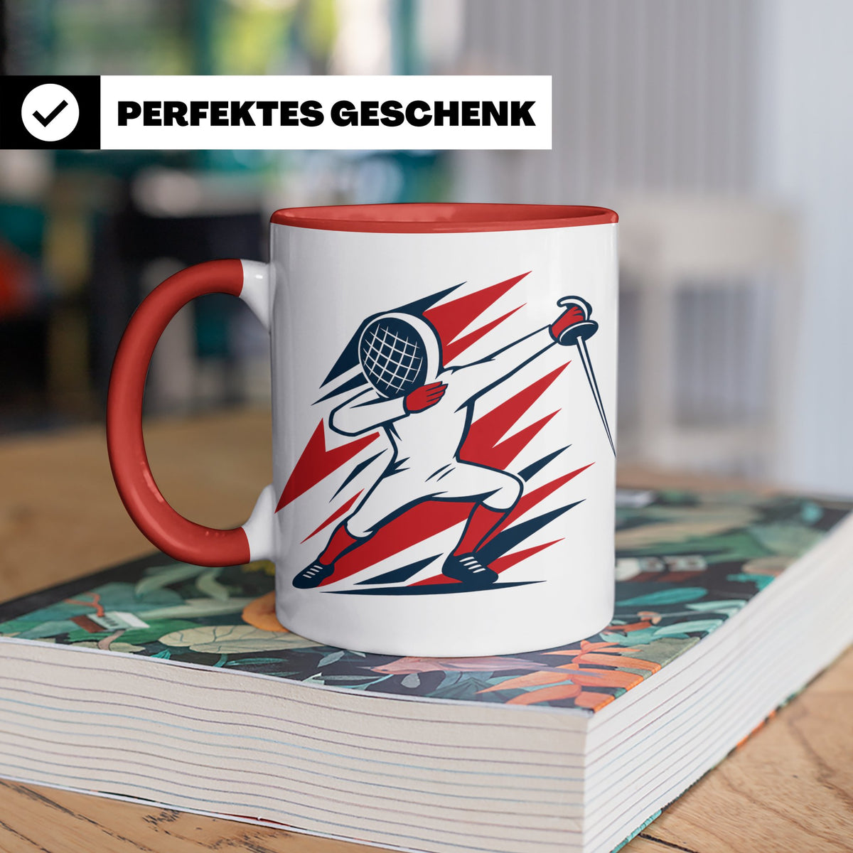 Dabbing Fechter Tasse lustiges Fechten Geschenk für Fechtspo – Rot [farbe:rot]