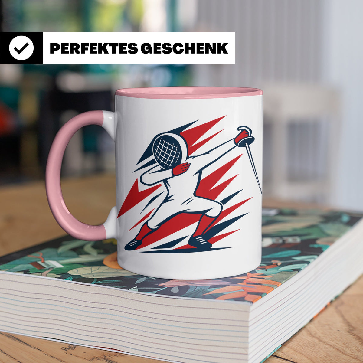 Dabbing Fechter Tasse lustiges Fechten Geschenk für Fechtspo – Rosa [farbe:rosa]