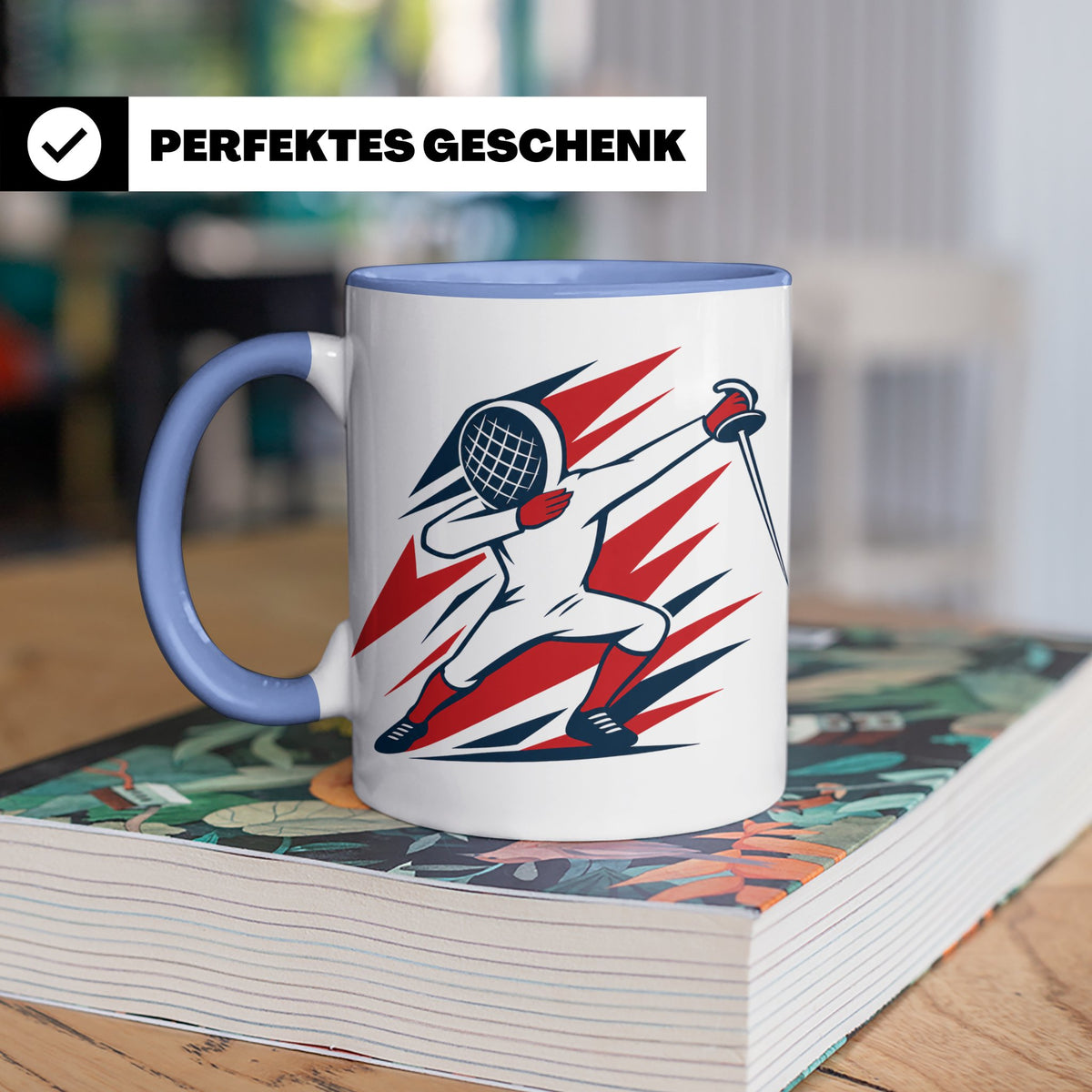 Dabbing Fechter Tasse lustiges Fechten Geschenk für Fechtspo – Blau [farbe:blau]