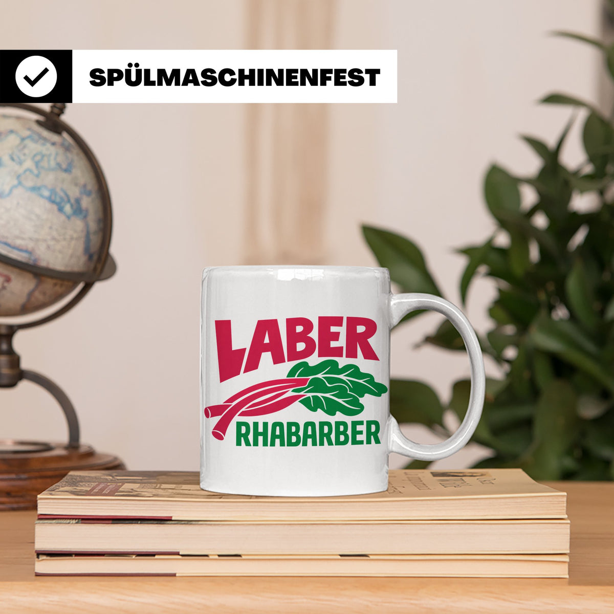 Laber Rhabarber Tasse, lustiger Spruch für Vielredner & Quat – Weiß [farbe:weiß]