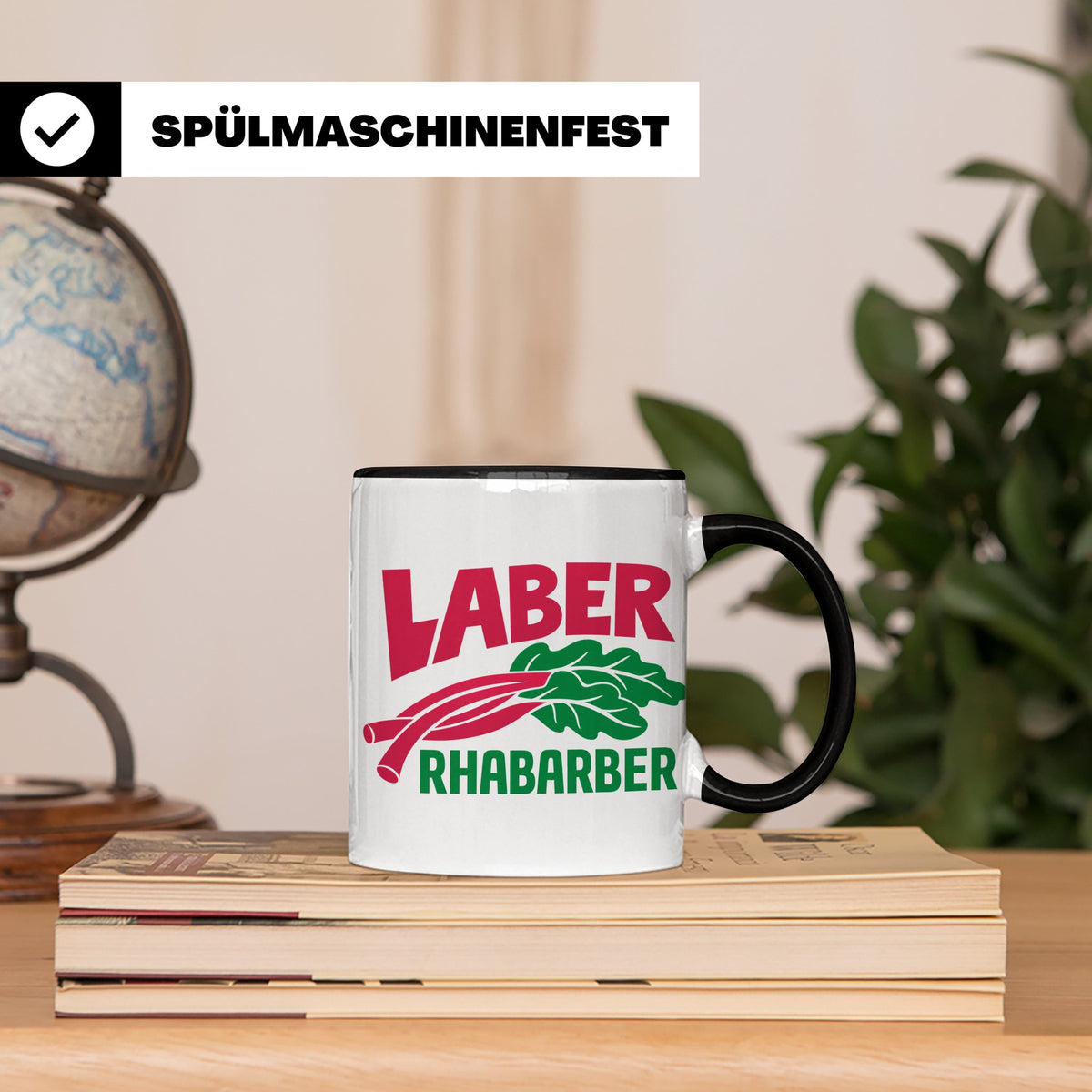 Laber Rhabarber Tasse, lustiger Spruch für Vielredner & Quat – Schwarz [farbe:schwarz]