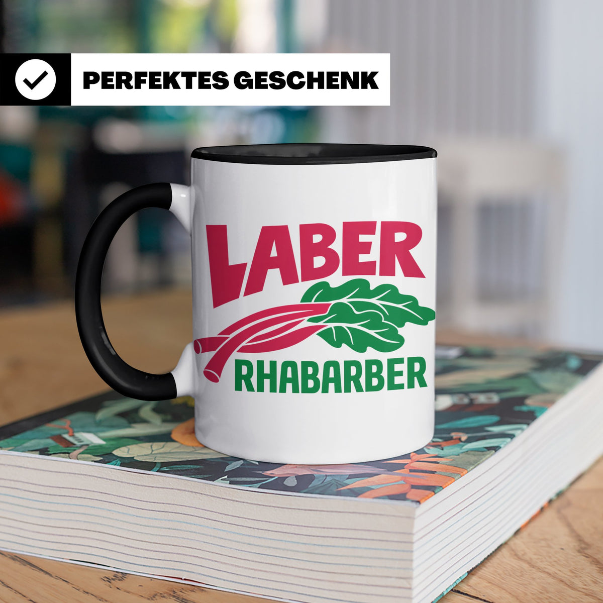 Laber Rhabarber Tasse, lustiger Spruch für Vielredner & Quat – Schwarz [farbe:schwarz]