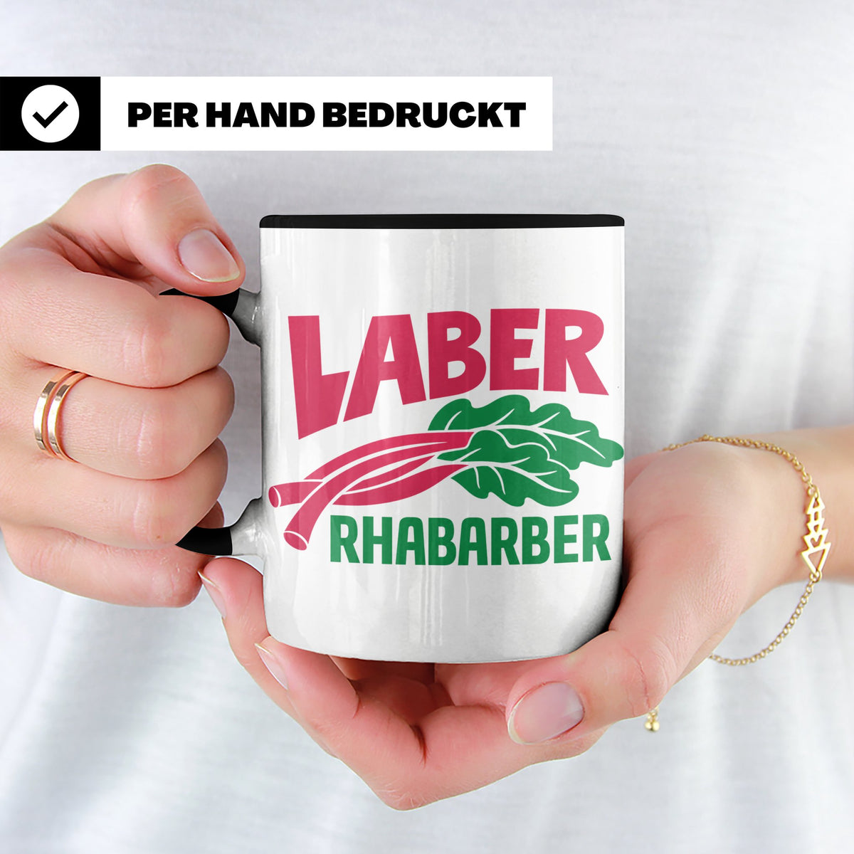 Laber Rhabarber Tasse, lustiger Spruch für Vielredner & Quat – Schwarz [farbe:schwarz]
