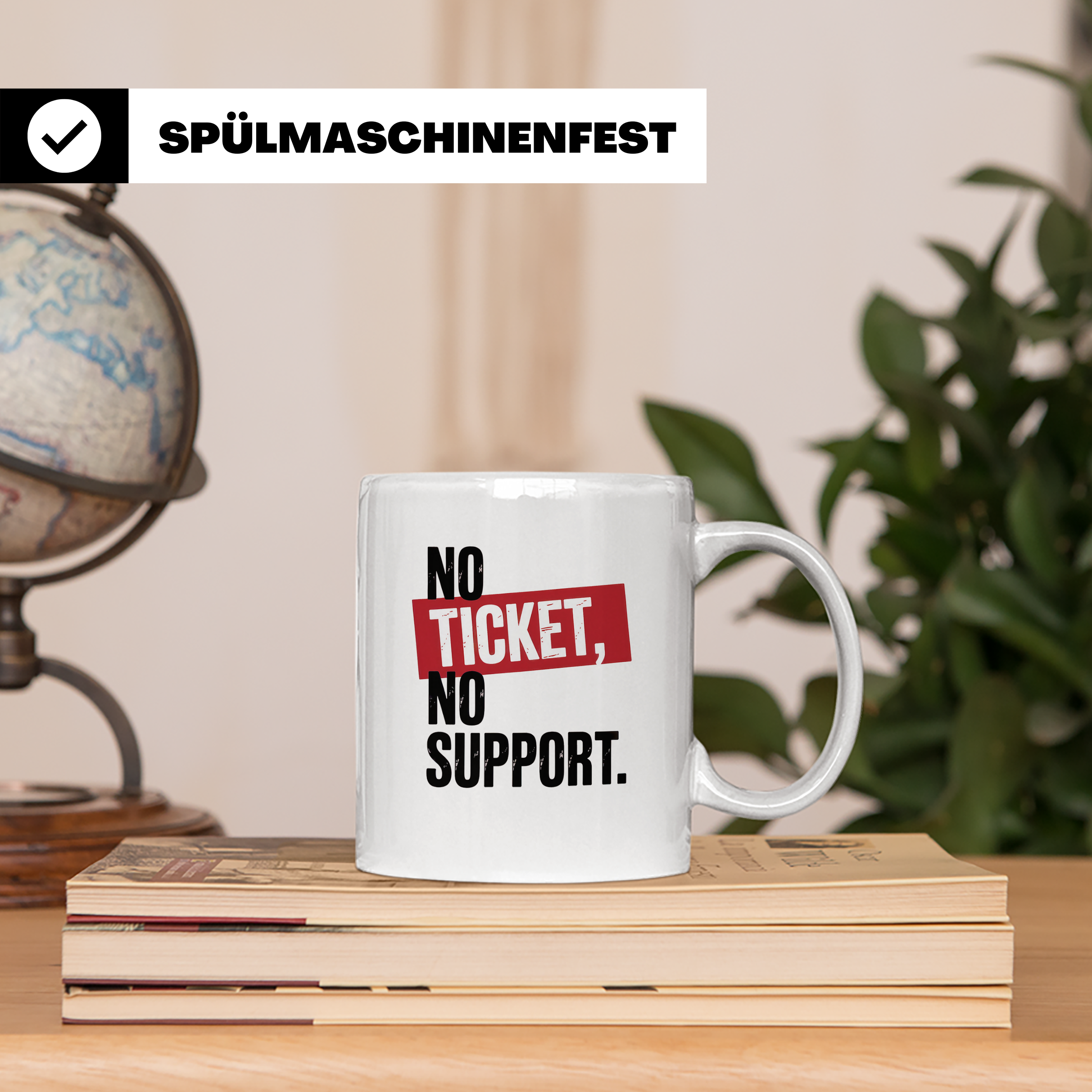 No Ticket No Support Tasse - Fußballfans, Ultras, Hooligans  – Weiß [farbe:weiß]