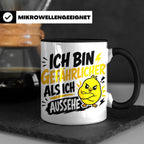 Gefährlicher als ich aussehe Tasse mit bösem Küken Motiv, lu – Schwarz [farbe:schwarz]
