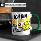 Gefährlicher als ich aussehe Tasse mit bösem Küken Motiv, lu – Grün [farbe:grün]
