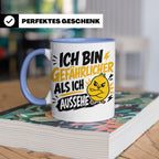Gefährlicher als ich aussehe Tasse mit bösem Küken Motiv, lu – Blau [farbe:blau]