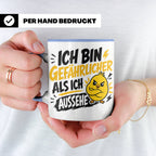 Gefährlicher als ich aussehe Tasse mit bösem Küken Motiv, lu – Blau [farbe:blau]
