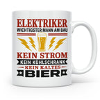Elektriker Tasse mit Spruch Kein Strom Kein kaltes Bier Gesc – Weiß [farbe:weiß]