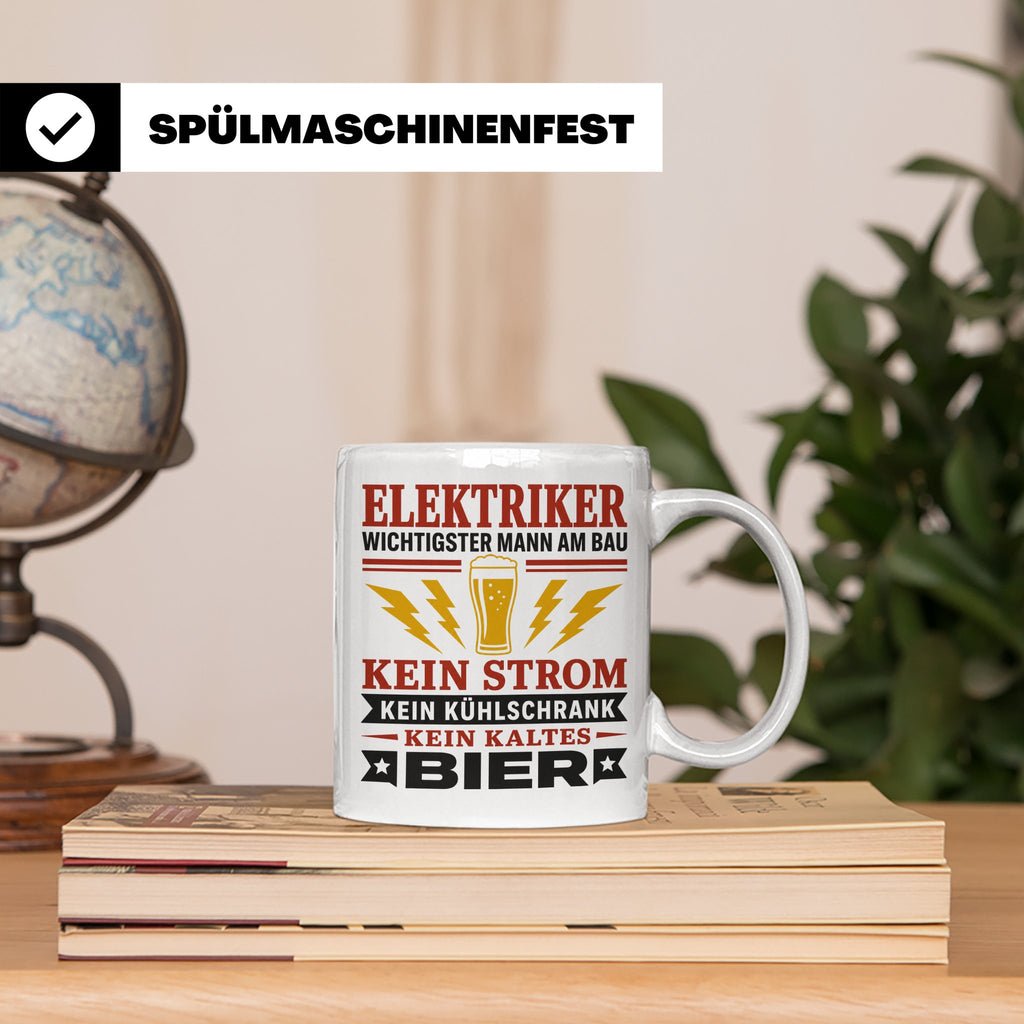 Elektriker Tasse mit Spruch Kein Strom Kein kaltes Bier Gesc – Weiß [farbe:weiß]