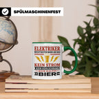 Elektriker Tasse mit Spruch Kein Strom Kein kaltes Bier Gesc – Grün [farbe:grün]