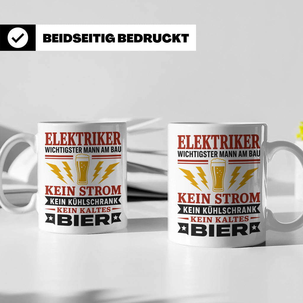 Elektriker Tasse mit Spruch Kein Strom Kein kaltes Bier Gesc – Weiß [farbe:weiß]
