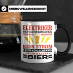 Elektriker Tasse mit Spruch Kein Strom Kein kaltes Bier Gesc – Schwarz [farbe:schwarz]