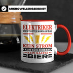 Elektriker Tasse mit Spruch Kein Strom Kein kaltes Bier Gesc – Rot [farbe:rot]