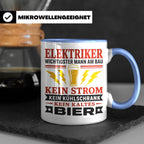 Elektriker Tasse mit Spruch Kein Strom Kein kaltes Bier Gesc – Blau [farbe:blau]