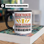 Elektriker Tasse mit Spruch Kein Strom Kein kaltes Bier Gesc – Schwarz [farbe:schwarz]