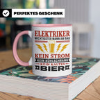 Elektriker Tasse mit Spruch Kein Strom Kein kaltes Bier Gesc – Rosa [farbe:rosa]